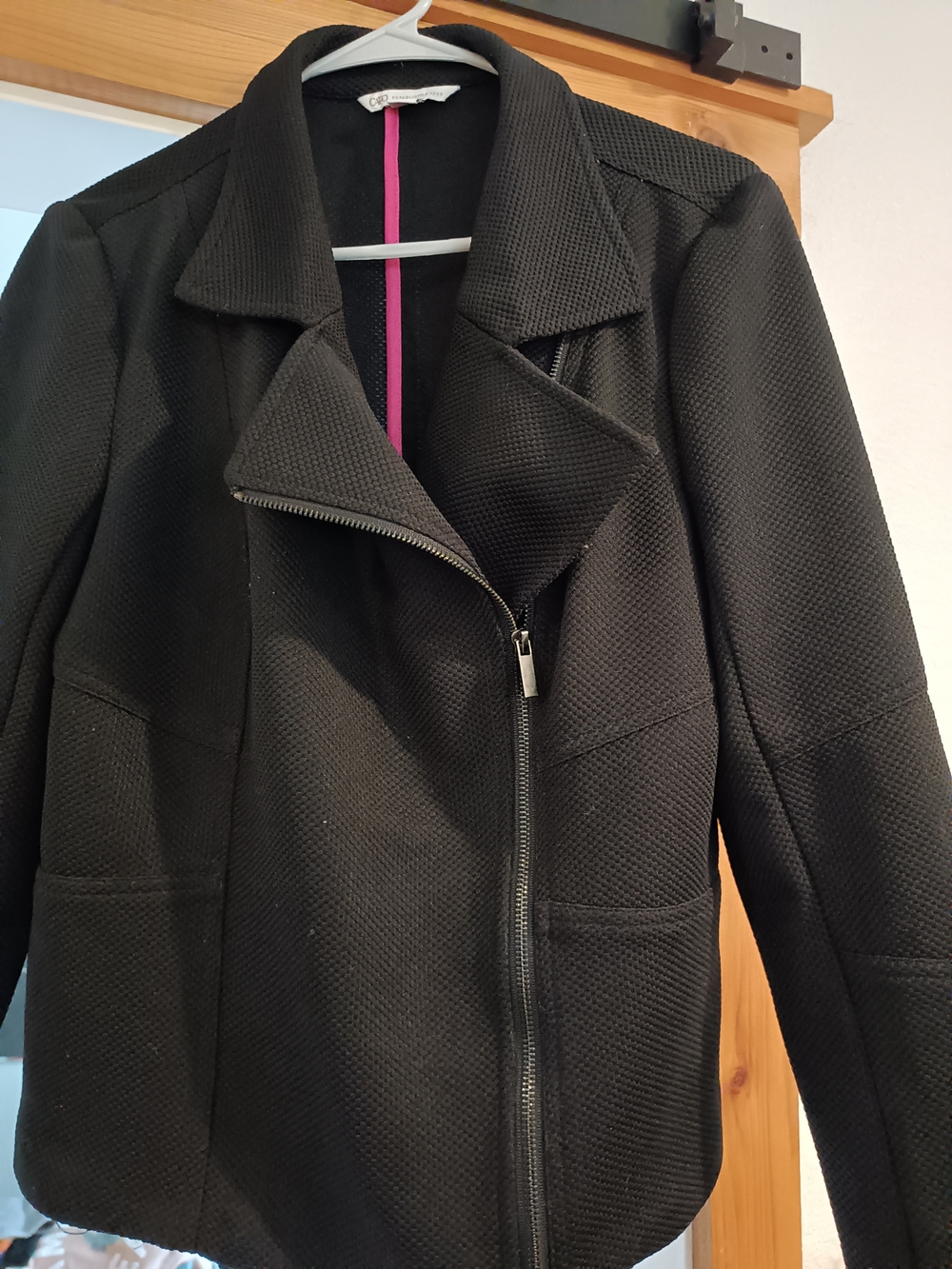 Cato Black Textured Asymmetrical Zip Jacket